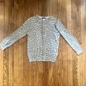 J. Crew Leopard Print Cardigan w Jeweled Buttons